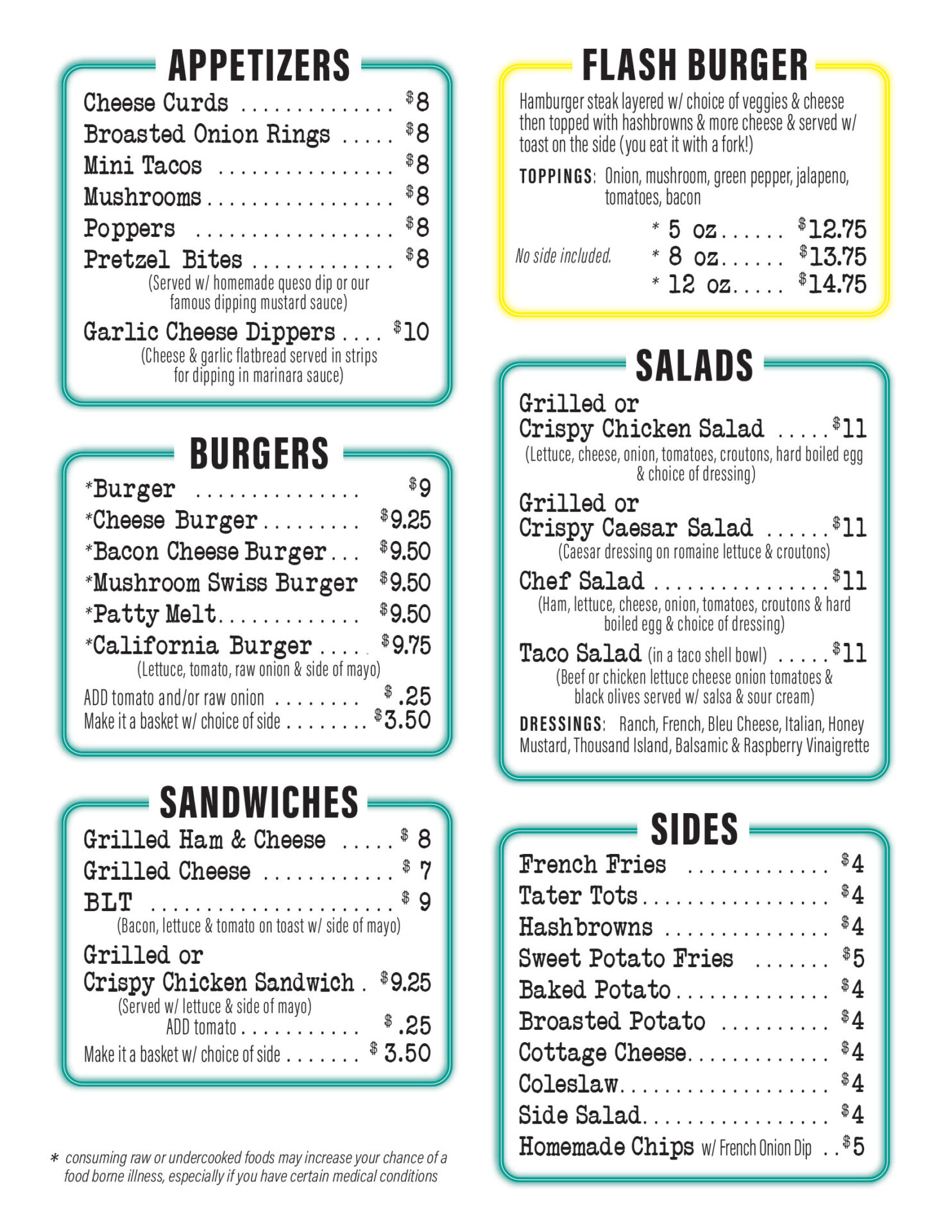 Boot Hill Pub Menu 1