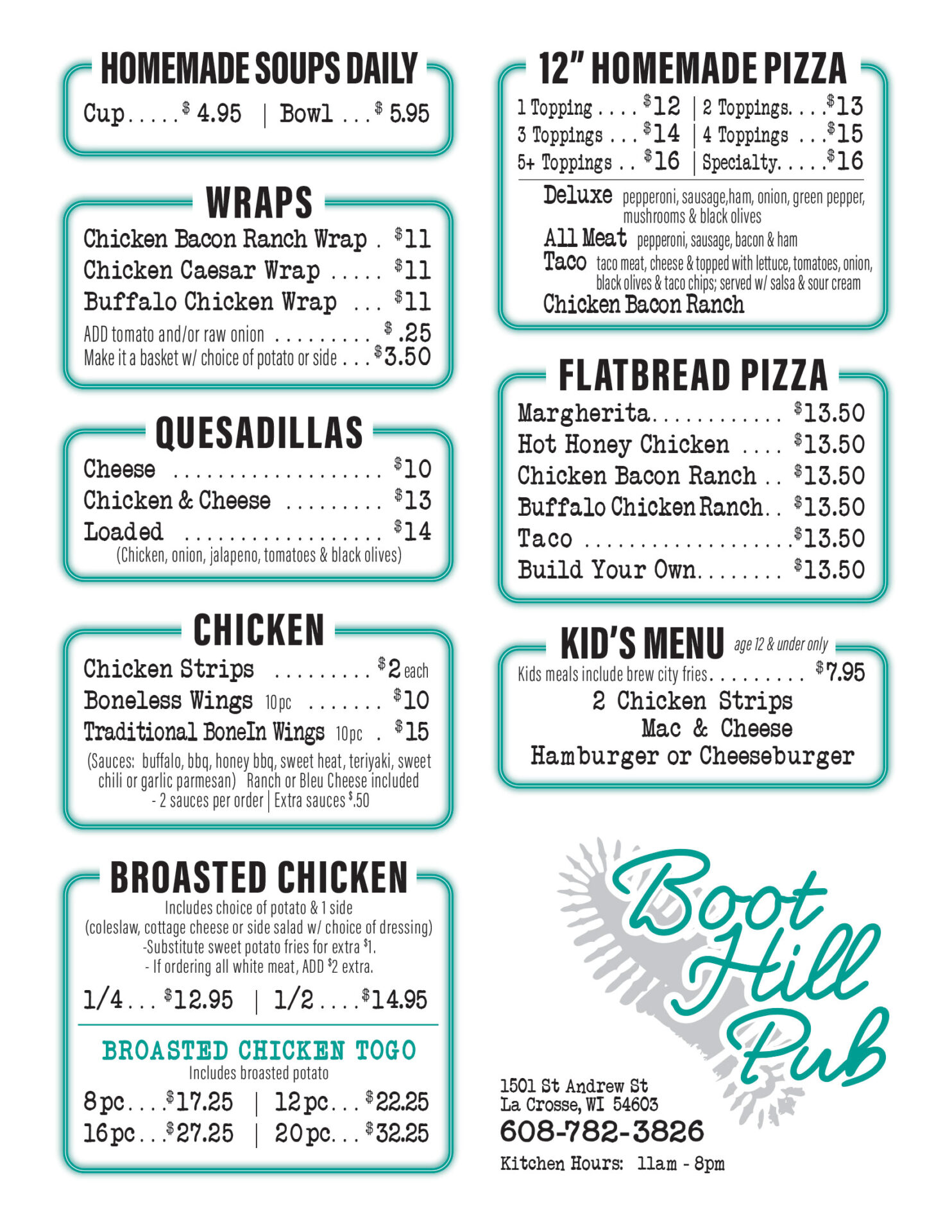 Boot Hill Pub Menu 2